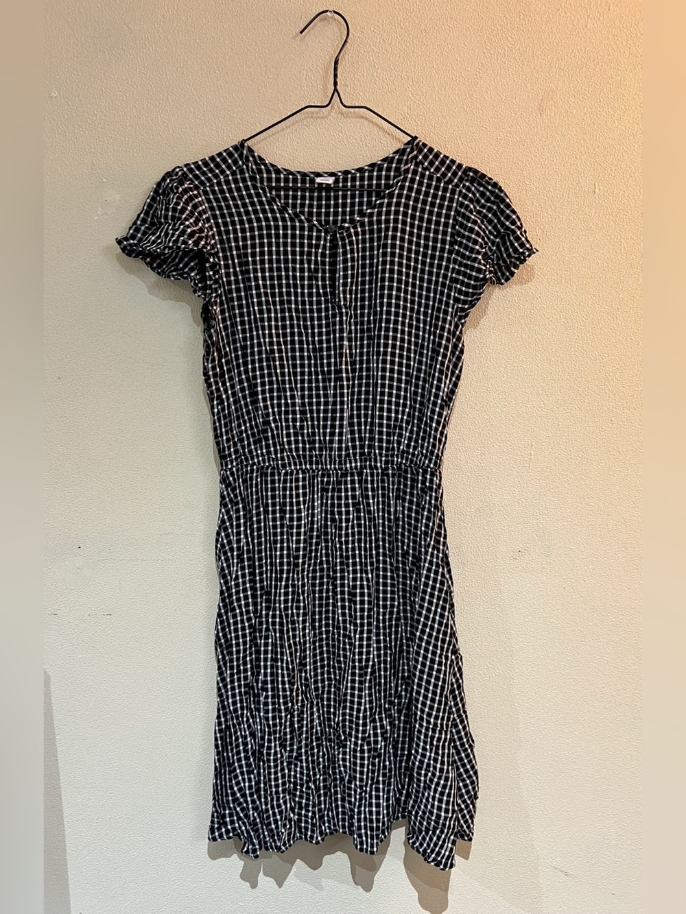 Old Navy Flutter Sleeve Dress Checkered Mini Dress Size Small